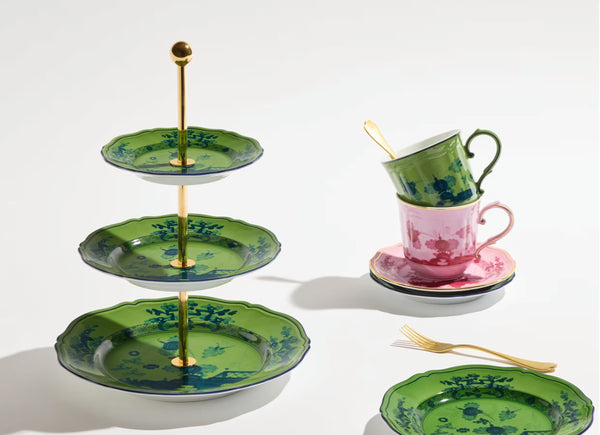 Ginori Oriente Italiano 3-Tier Serving Stand Malachite at Aleph Gallery