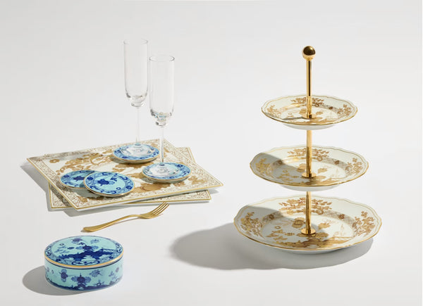 GINORI ORIENTE ITALIANO 3-TIER SERVING STAND AURUM