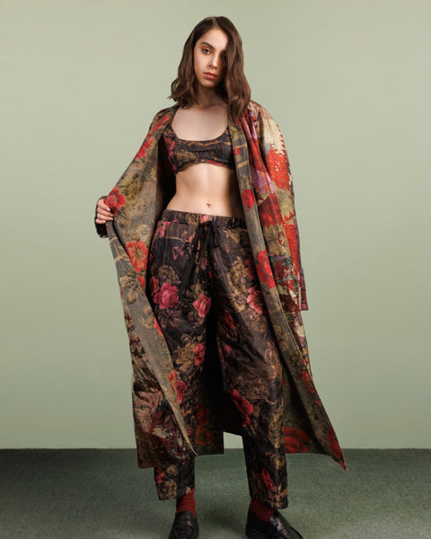 INFATUATION BLACK X AREEJ REVERSIBLE QUILTED ROBE