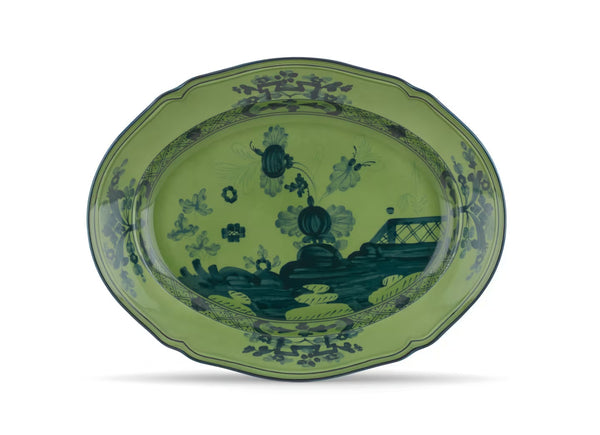 GINORI ORIENTE ITALIANO OVAL PLATTER MALACHITE GREEN