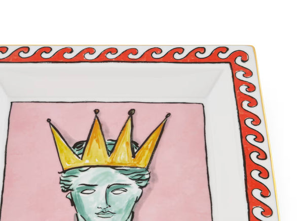 GINORI IL VIAGGIO DI NETTUNO SQUARE CHANGE TRAY LARGE PINK