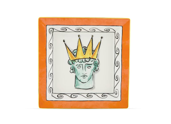 GINORI IL VIAGGIO DI NETTUNO SQUARE CHANGE TRAY LARGE ORANGE