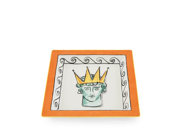 GINORI IL VIAGGIO DI NETTUNO SQUARE CHANGE TRAY LARGE ORANGE