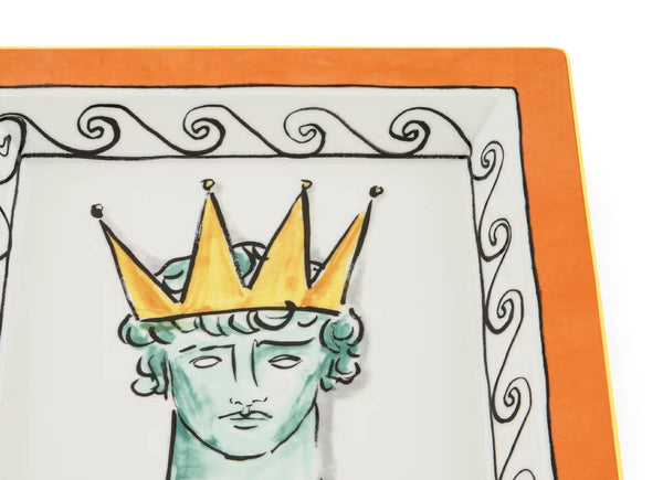GINORI IL VIAGGIO DI NETTUNO SQUARE CHANGE TRAY LARGE ORANGE