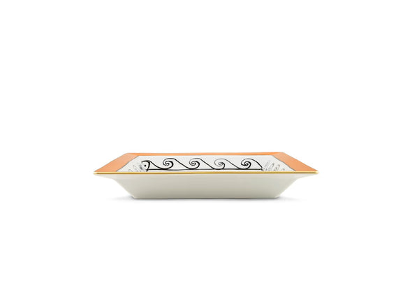 GINORI IL VIAGGIO DI NETTUNO SQUARE CHANGE TRAY LARGE ORANGE