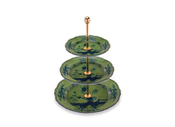 Ginori Oriente Italiano 3-Tier Serving Stand Malachite at Aleph Gallery
