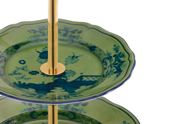 Ginori Oriente Italiano 3-Tier Serving Stand Malachite at Aleph Gallery