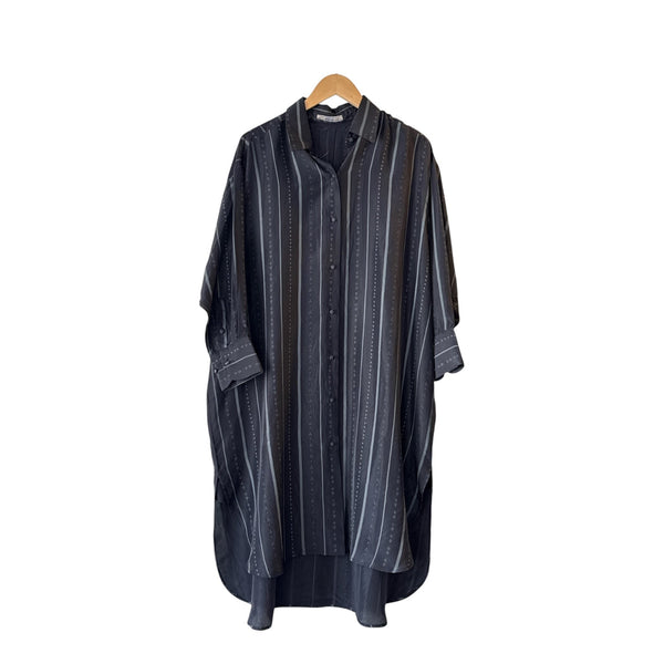 AODRESS DRESS LOOSE FIT SHIRT BLACK CRESCENT STRIPE at Aleph Gallery