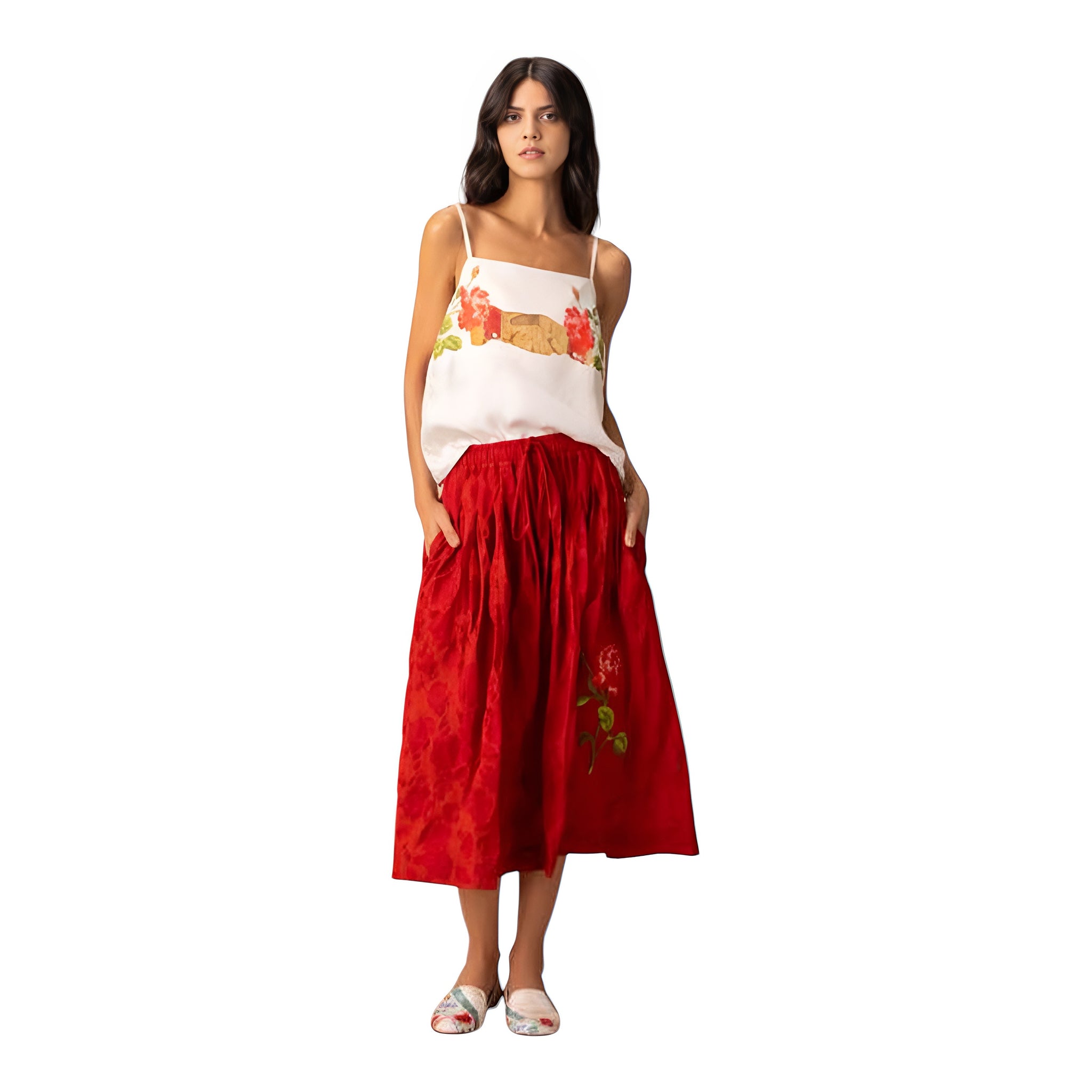 BOKJA Z SKIRT EMBROIDERED RED MACARON