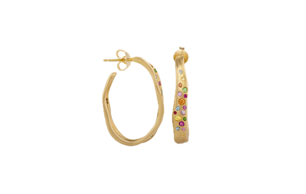 NADA GHAZAL EARRINGS BABY MALAK HOOP BONBON OVAL