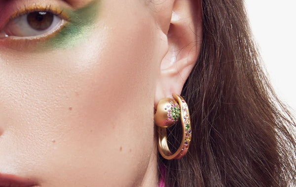 NADA GHAZAL EARRINGS BABY MALAK HOOP BONBON OVAL