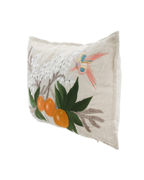 EMBROIDERED ORANGE BLOSSOM PILLOW