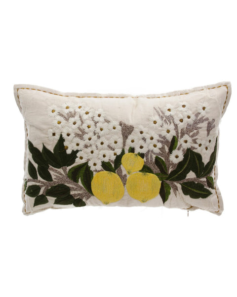 EMBROIDERED LEMON PILLOW