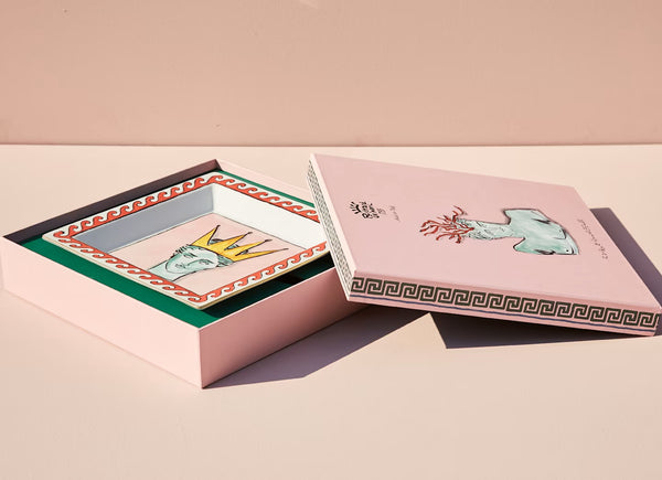 GINORI IL VIAGGIO DI NETTUNO SQUARE CHANGE TRAY LARGE PINK