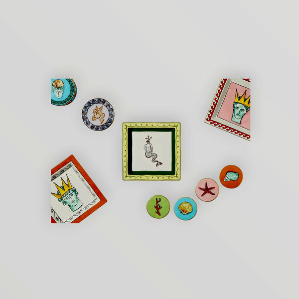 Ginori 1735 Square Plate Amalfi Lemon Il Viaggio Di Nettuno at Aleph Gallery