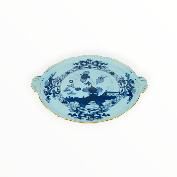 Ginori 1745, Oriente Italiano Cake Plate in Iris Blue at Aleph Gallery