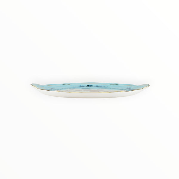 Ginori 1745, Oriente Italiano Cake Plate in Iris Blue at Aleph Gallery