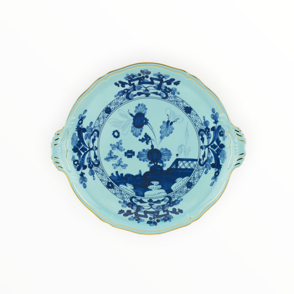 Ginori 1745, Oriente Italiano Cake Plate in Iris Blue at Aleph Gallery
