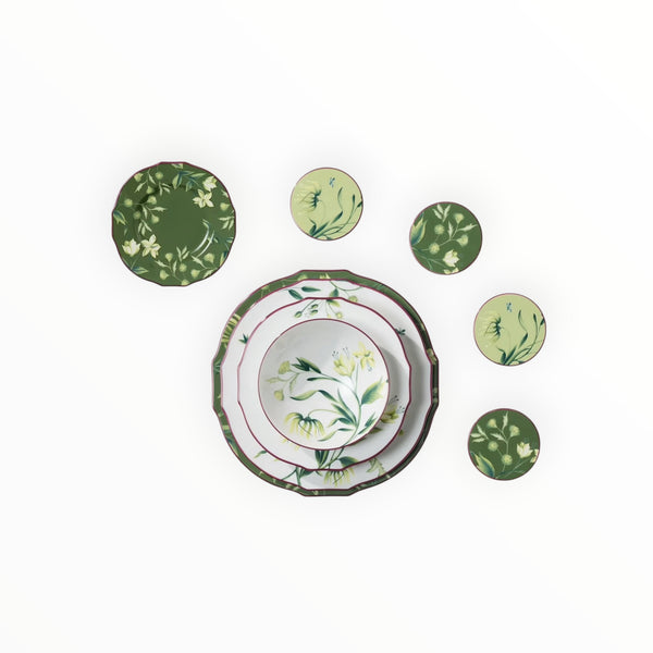 Ginori 1745, Set of four Acanto Green Coasters at Aleph Gallery