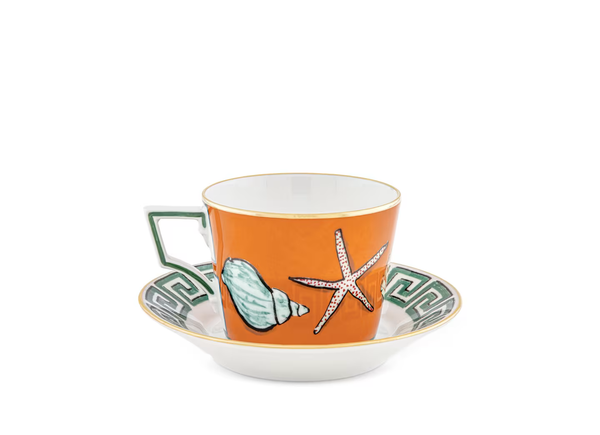 Ginori Il Viaggio Di Nettuno Tea Set for two Rock Orange at Aleph Gallery