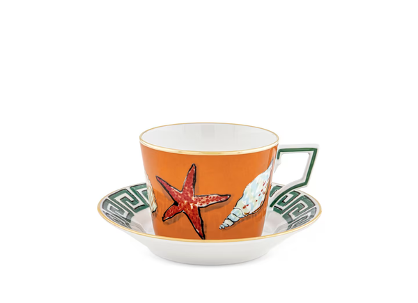 Ginori Il Viaggio Di Nettuno Tea Set for two Rock Orange at Aleph Gallery