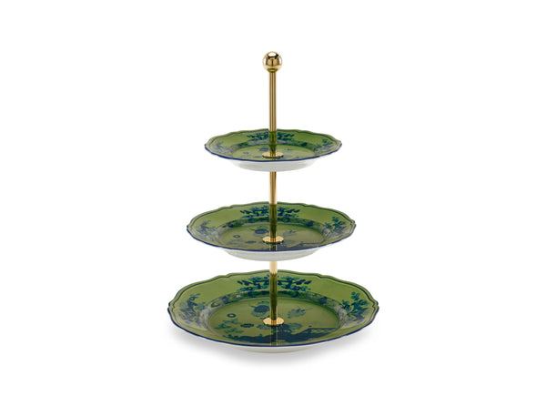 Ginori Oriente Italiano 3-Tier Serving Stand Malachite at Aleph Gallery