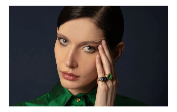 Nada Ghazal Malak Original Bonbon Rectangle Ring in Blue Sapphire at Aleph Gallery