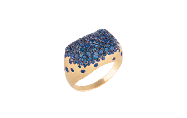 Nada Ghazal Malak Original Bonbon Rectangle Ring in Blue Sapphire at Aleph Gallery
