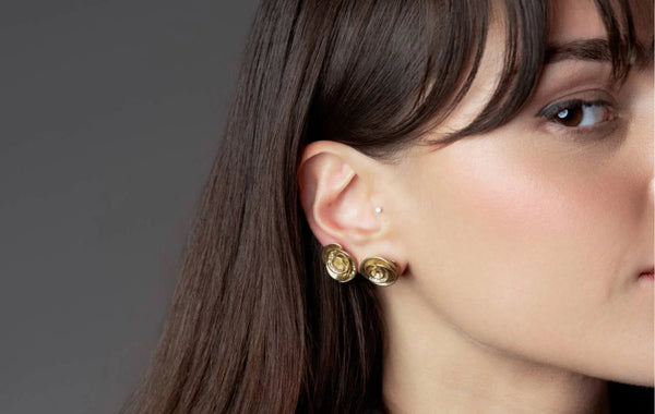 Nada Ghazal Rose Shine Mini Earrings at Aleph Gallery