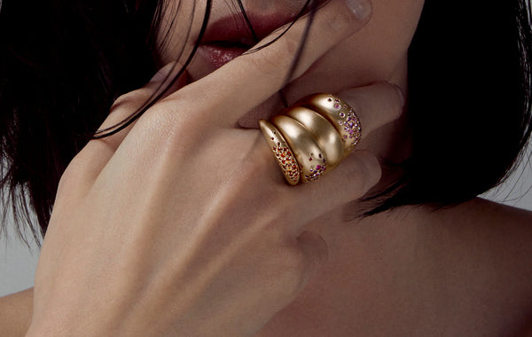 Nada Ghazal Urban Color Thin Ring in Pink Sapphire at Aleph Gallery