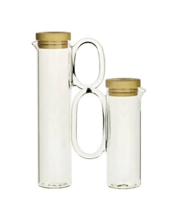 Otto, Blown Glass Oil & Vinegar w/ Wooden Lid