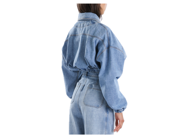 Renaissance Renaissance Jeans Baby Bomber Jacket in Blue at Aleph Gallery