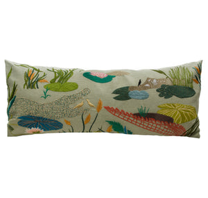 EMBROIDERED CROCODILE SUMMIT PILLOW