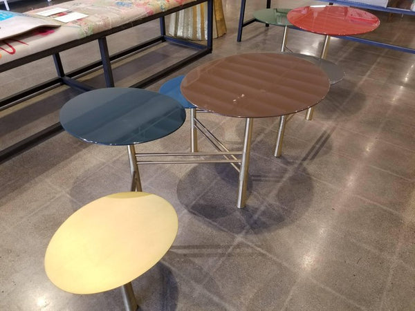 Nada Debs Pebble Low Table, Lacquered Wood, Brushed Brass Base 