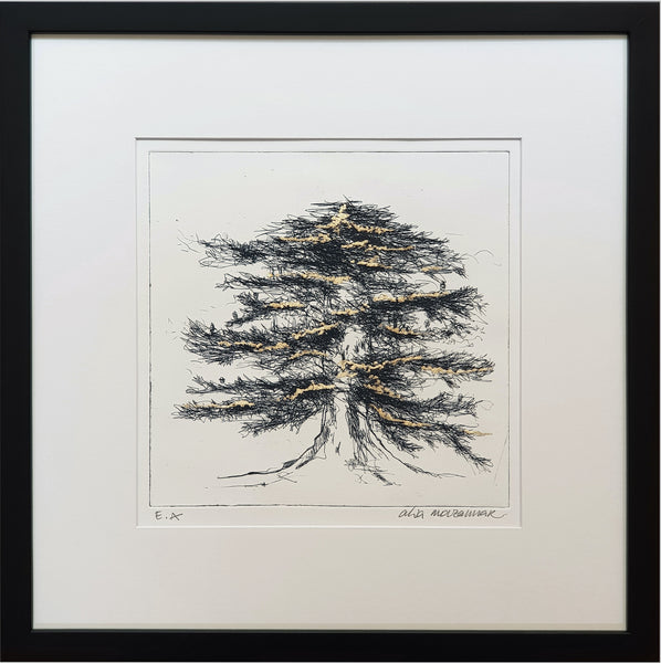 Alia Mouzannar Cedar Etching Art