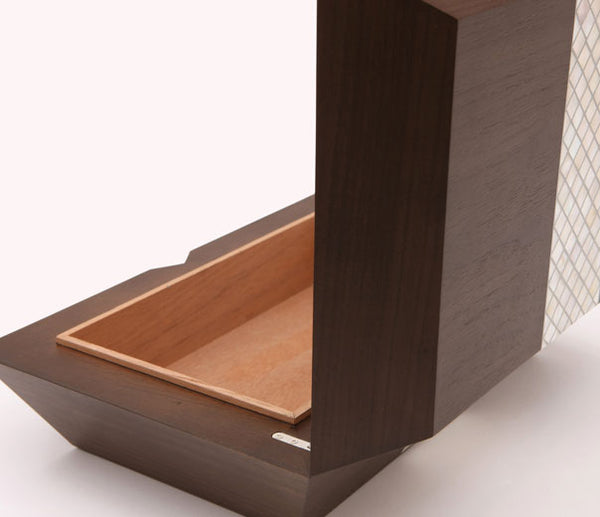 Nada Debs Stripes Cigar Box in Walnut Eggshell Finish at Aleph Gallery