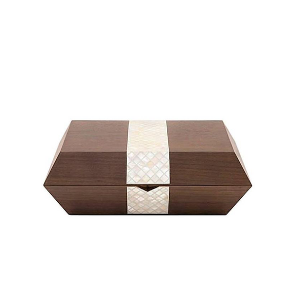 Nada Debs Stripes Cigar Box in Walnut Eggshell Finish at Aleph Gallery