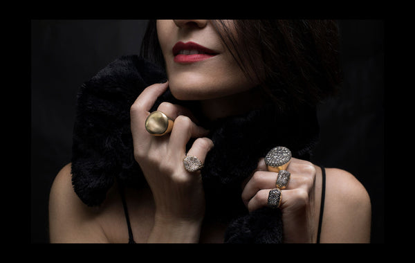 Nada Ghazal Malak Round Ring in Brushed Gold at Aleph Gallery