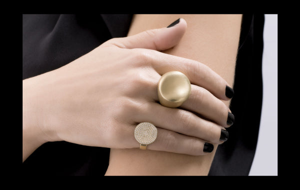 Nada Ghazal Malak Round Ring in Brushed Gold at Aleph Gallery
