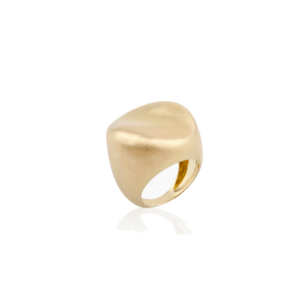Nada Ghazal Malak Round Ring in Brushed Gold at Aleph Gallery